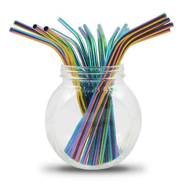 Bambaw -- Pailles en inox multicolores x 100