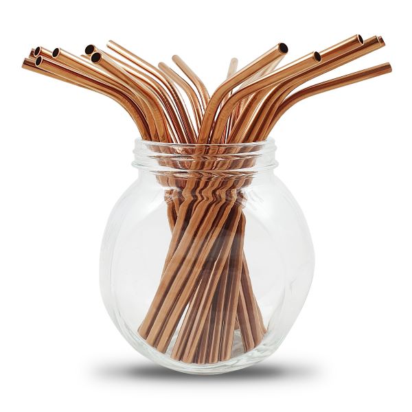 Bambaw -- Pailles en inox or rose x 100