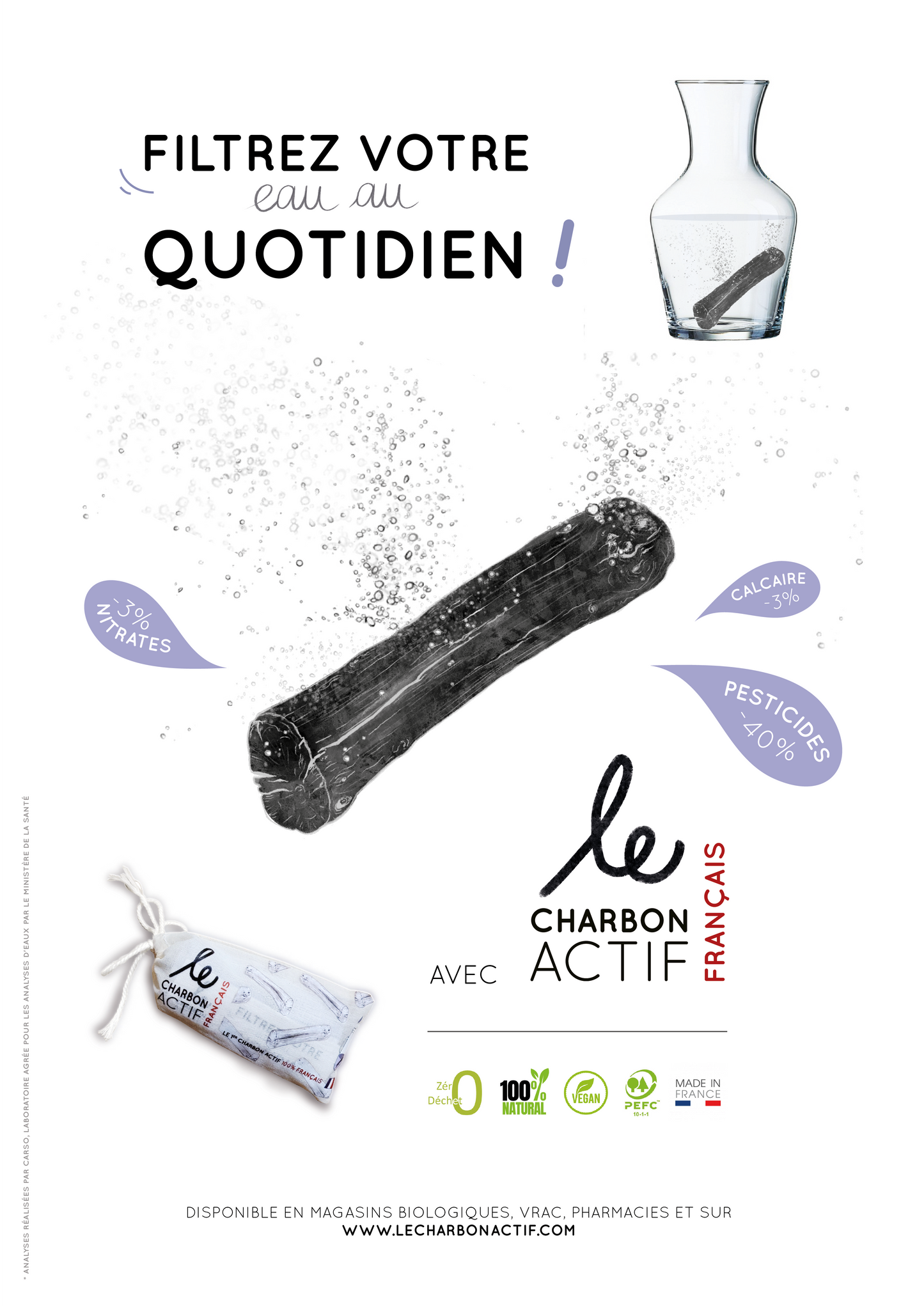 Le Charbon Actif Français -- Bâtons de charbon actif Vrac x 10