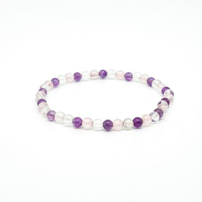Jolis Baumes -- Bracelet attrape rêve améthyste, cristal et quartz