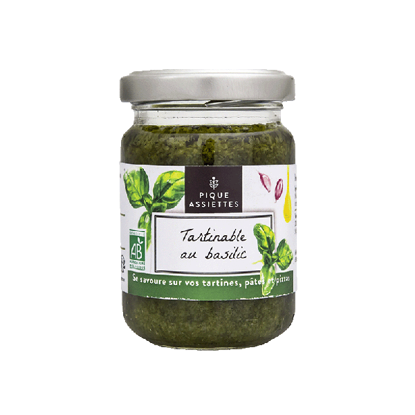 Pique Assiettes -- DDM 01.07.2025 Tartinable au basilic bio - 120 g